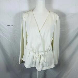 J Crew Women's Ivory Faux Wrap Top Size 14T